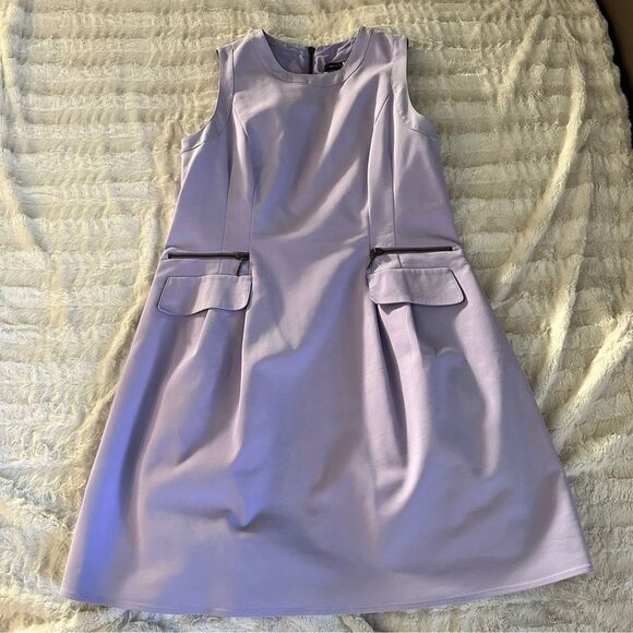 Nanette Lepore Lavender Purple Round Neck Mini Dress Size 14 Tea Time Wedding - Picture 5 of 14